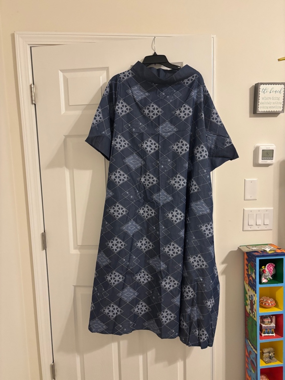 Blue Geometric Print Maxi Dress